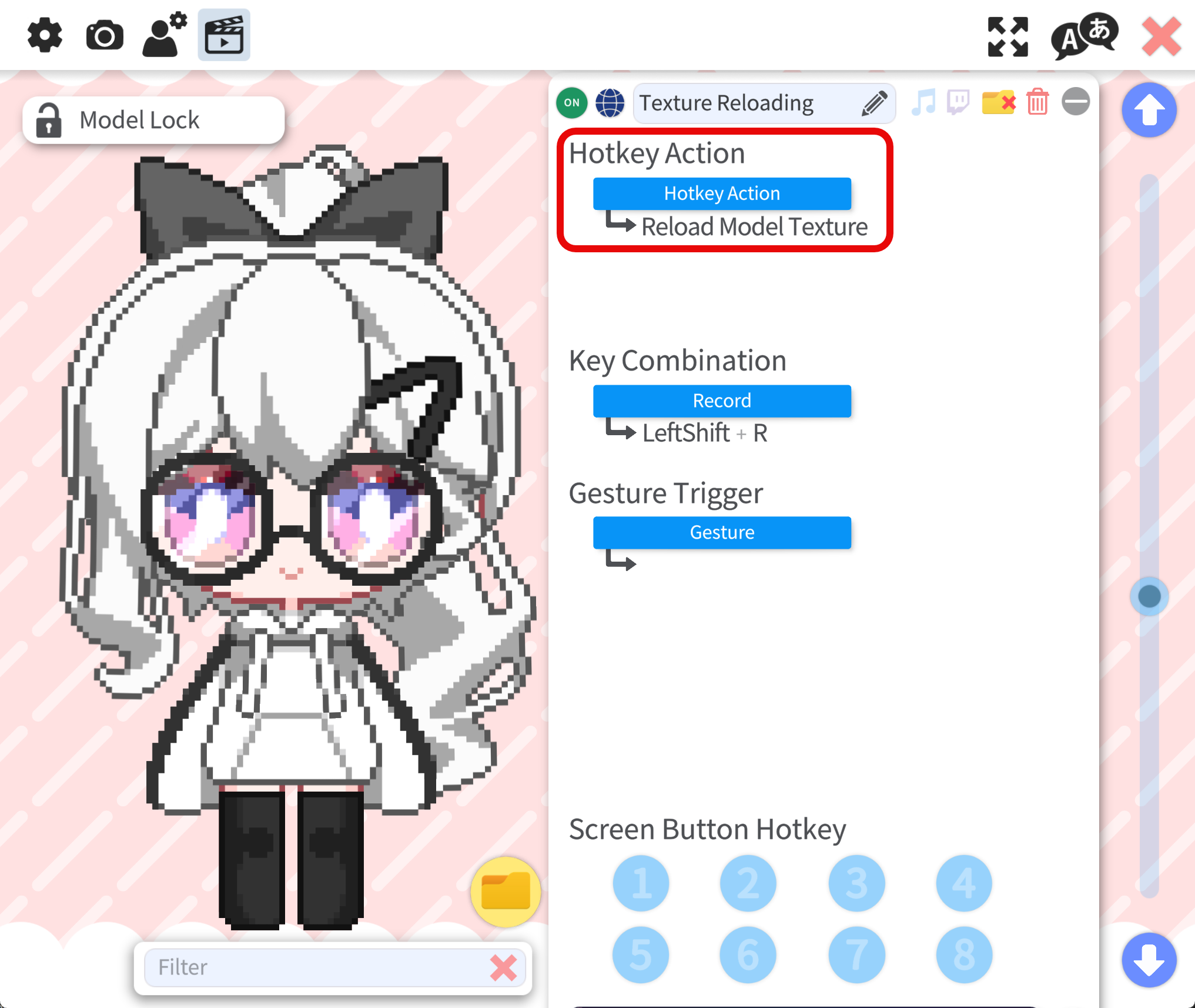 Hotkey to reload model textures in VTube Studio